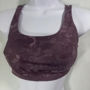 Lululemon Plum Floral Energy Medium Support Bra Size 6